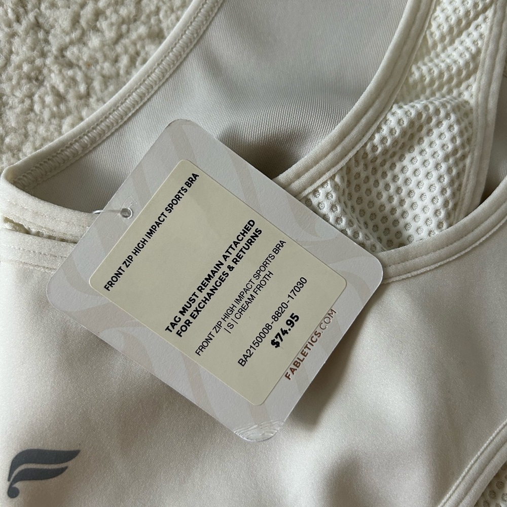 Fabletic Women's Cream Sports Bra - Picture 3 of 4